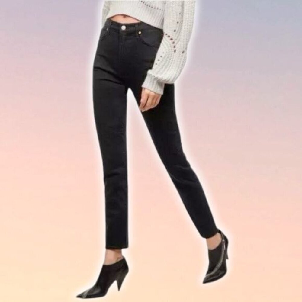 Wilfred X Citizens Of Humanity Nola Super High Rise Slim Jean Sz 25 Washed Black
